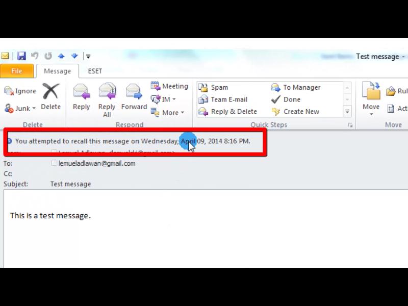 recalling and email in outlook for mac